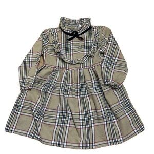 Tap Red Plaid Striped Dress 4T Long Sleeve Collared Kids Girls
